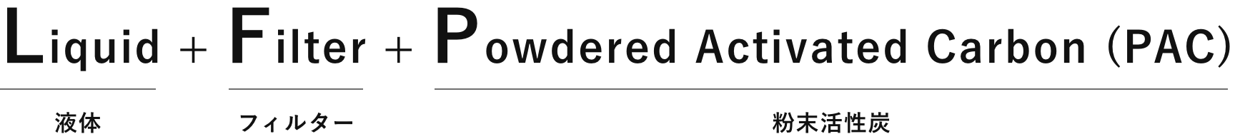 Liquid + Filter + Powdered Activated Carbon (PAC) 液体+フィルター+粉末活性炭
