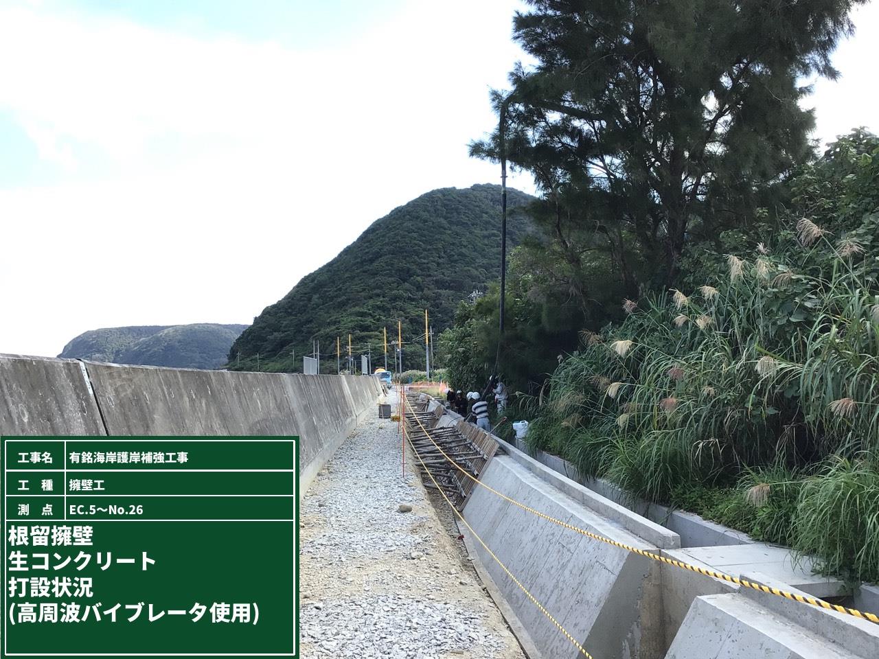 11.8 根留擁壁生コン打設状況（高周波バイブレータ使用） – 沖縄の総合 